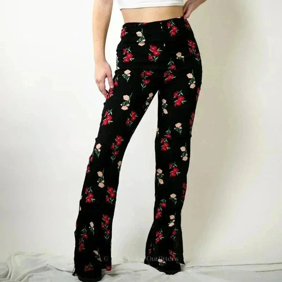 F21 Floral Wide Leg Pants - S - Picture 1 of 9